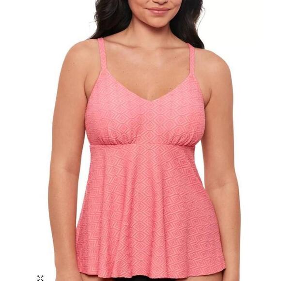 Swim Solutions Other - Swim Solutions Women's Textured Underwire Tankini Top Pink 8
